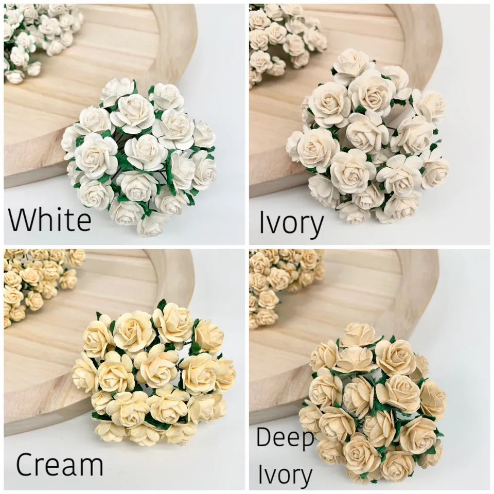 Paper Flower Open Roses x 20 10mm, 15mm, 20mm or 25mm - Over 60 Colours - ShopBox