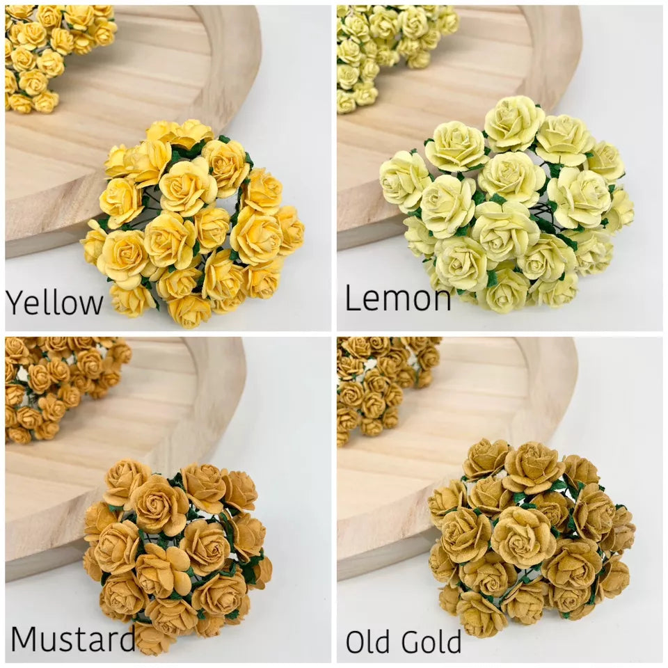 Paper Flower Open Roses x 20 10mm, 15mm, 20mm or 25mm - Over 60 Colours - ShopBox