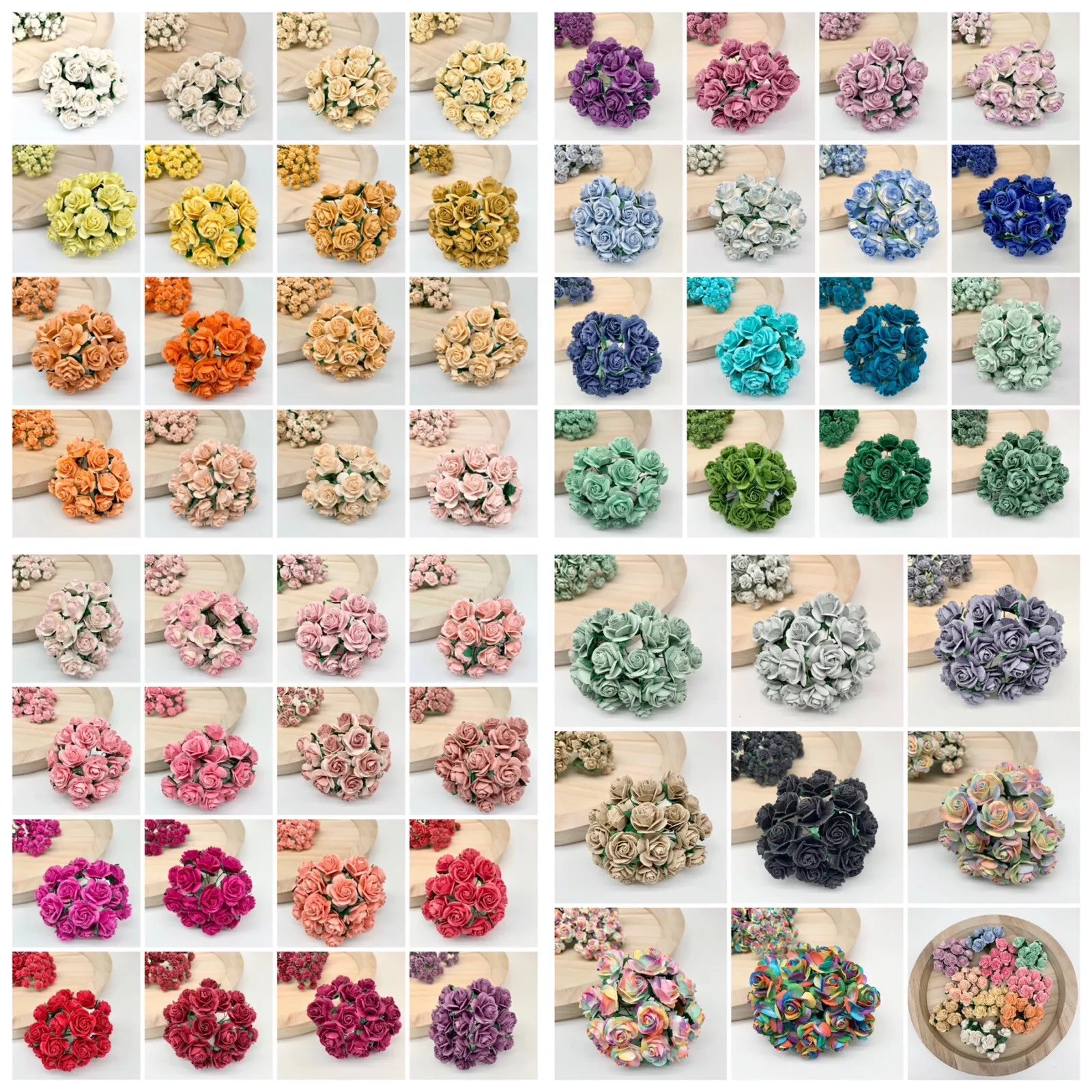Paper Flower Open Roses x 20 10mm, 15mm, 20mm or 25mm - Over 60 Colours - ShopBox
