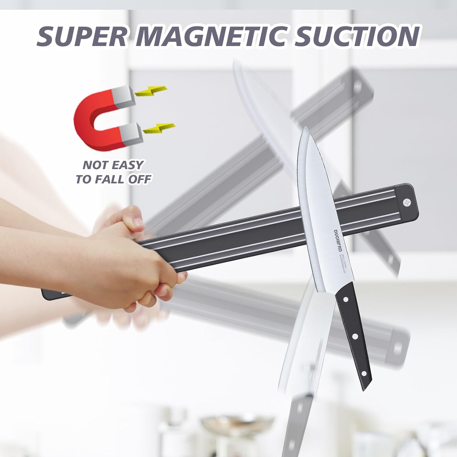 Magnetic Knife Strip With 6 piece Knife Set  With Magnetic Knife Block, 13.2inch Multipurpose Magnetic Knife Holder For Wall - ShopBox 