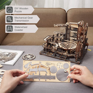 Robotime ROKR Marble Night City 3D Wooden Puzzle Games Assembly Waterwheel Model Toys For Children Kids Birthday Gift - ShopBox 