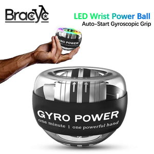 LED Wrist Power Ball Trainer - Auto-Start Gyroscopic Grip Gyro Ball Strengthener | Home Fitness - ShopBox 