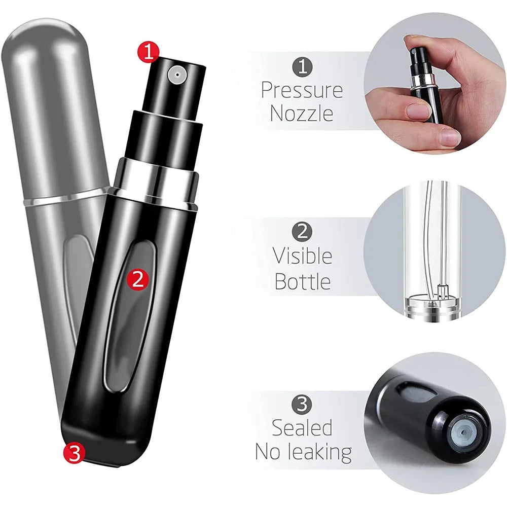 Portable Mini Perfume Bottle - 3PCS 5ml Refillable Spray Atomizer | Cosmetic Container - ShopBox 