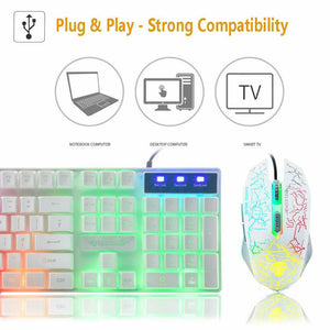 Wired Gaming Mechanical Feeling Keyboard LED Backlit And Gaming Mouse With Pad - ShopBox 