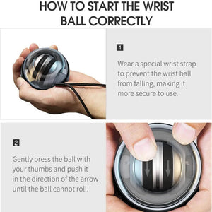 LED Wrist Power Ball Trainer - Auto-Start Gyroscopic Grip Gyro Ball Strengthener | Home Fitness - ShopBox 