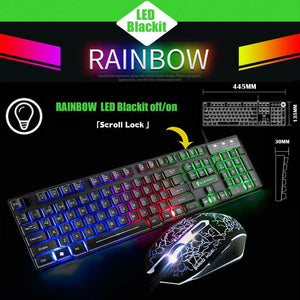 Wired Gaming Mechanical Feeling Keyboard LED Backlit And Gaming Mouse With Pad - ShopBox 