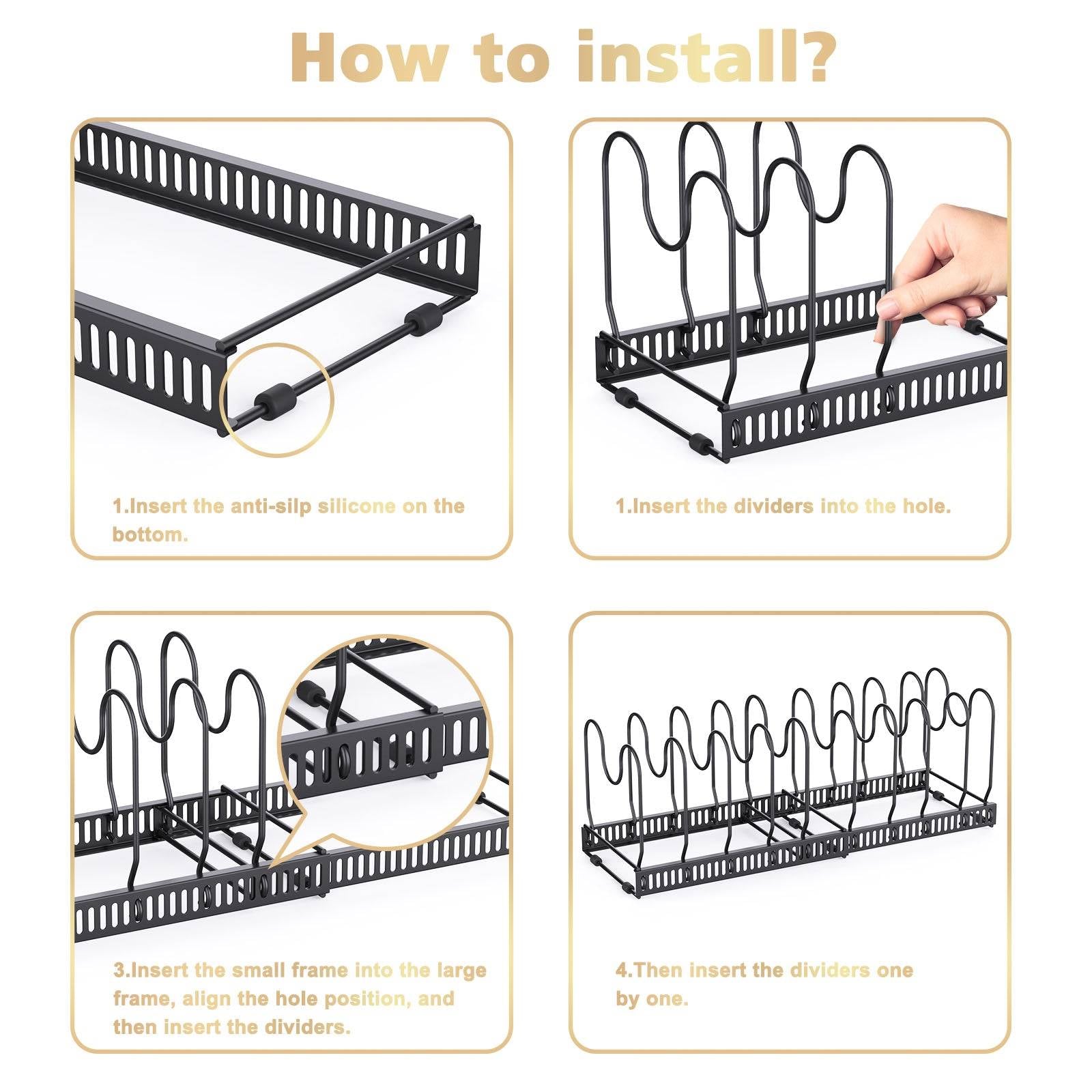 Expandable pan and plate Organiser with 10 Adjustable Dividers