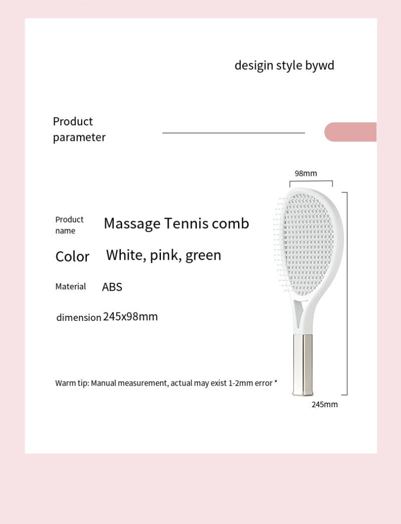 Hair Comb Tennis Racket Fluffy Combs High Skull Top Hair Artifact Airbag Cushion Massage Comb Barber Tools Hair Detangler Hairbrush For Thick Hair Self Cleaning Curly Hair Brush For Curly Hair - ShopBox 