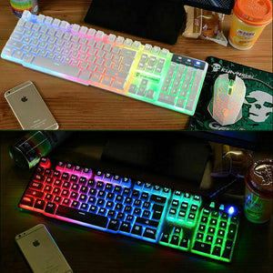 Wired Gaming Mechanical Feeling Keyboard LED Backlit And Gaming Mouse With Pad - ShopBox 