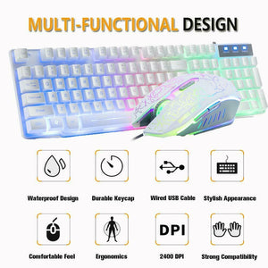 Wired Gaming Mechanical Feeling Keyboard LED Backlit And Gaming Mouse With Pad - ShopBox 