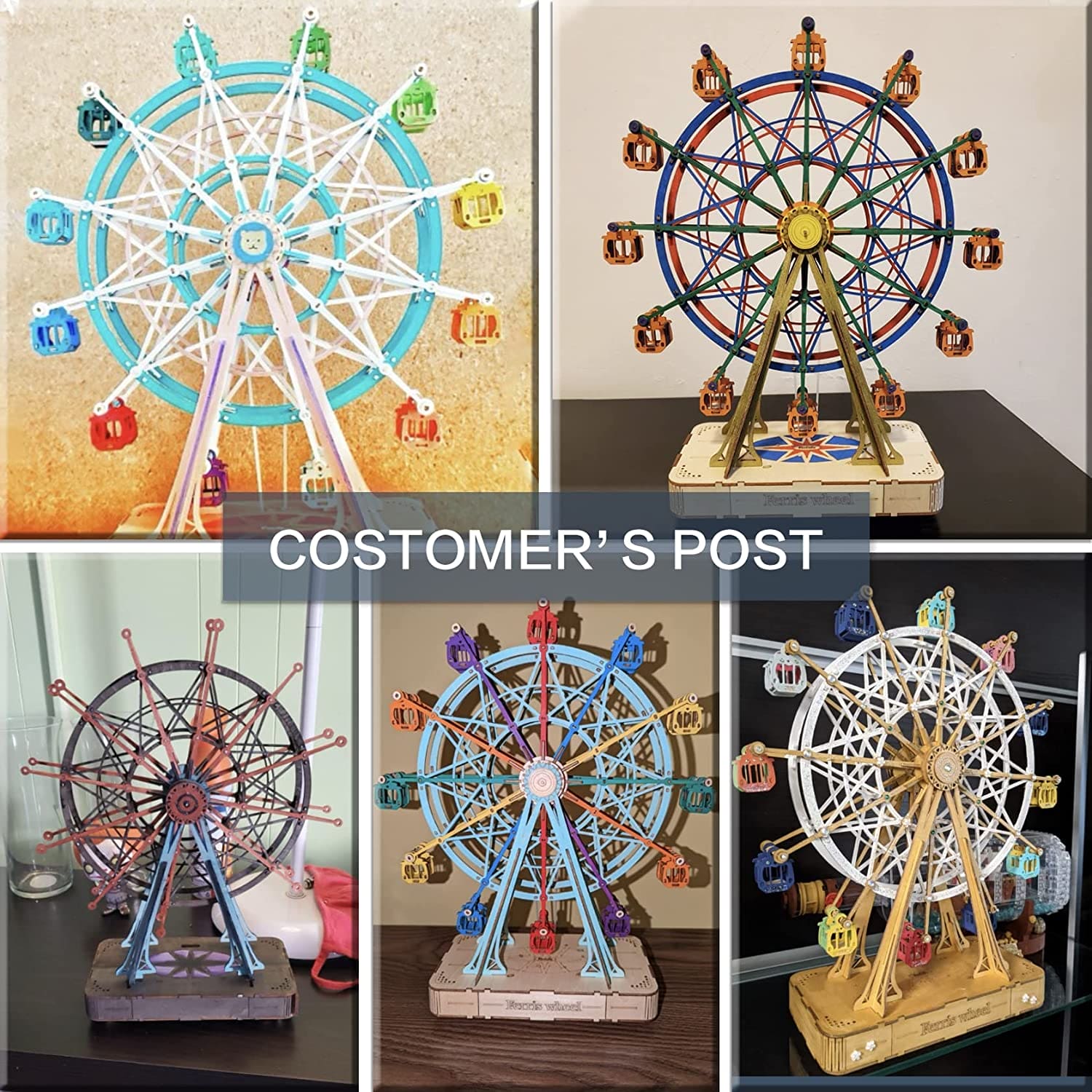 Robotime DIY Wooden Rotatable Ferris Wheel Model With Playing Music Toys For Children Birthday TGN01 - ShopBox 