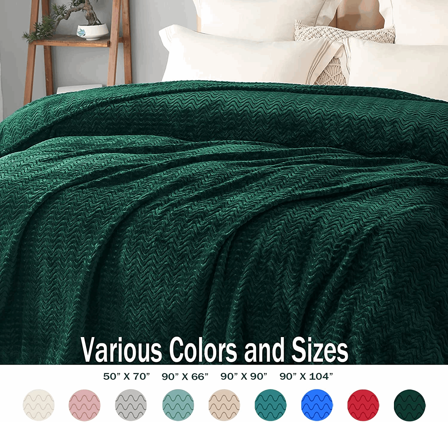 Double Size Flannel Fleece Blanket Only in Forest Green.