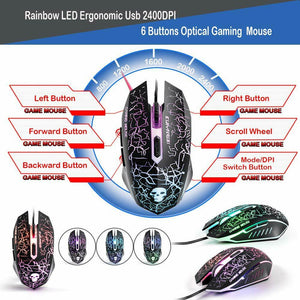 Wired Gaming Mechanical Feeling Keyboard LED Backlit And Gaming Mouse With Pad - ShopBox 