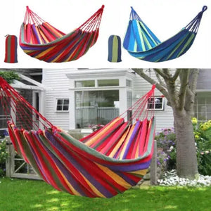 Outdoor Canvas Camping Swing Hammock, Tree Ropes, Load Up to 200kg, Perfect for Garden, Patio, Backyard - ShopBox 