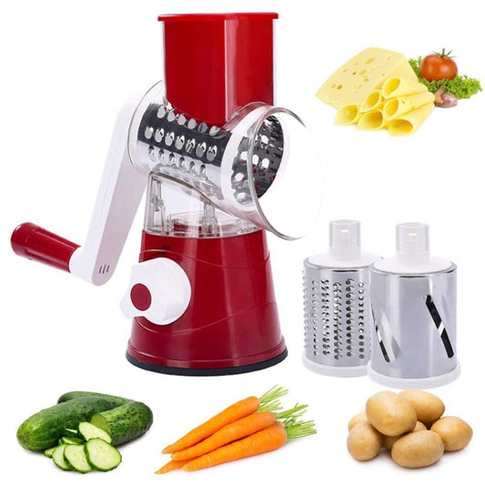 3-in-1 Rotary Food Slicer Chopper Cheese Grater Fruit Vegetable Shredder Cutter - ShopBox 