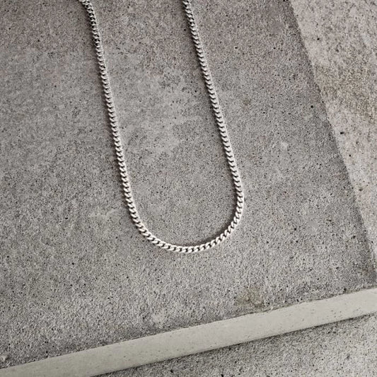 Sterling Silver 2mm Diamond Cut Curb Chain Necklace (Unisex) - ShopBox 