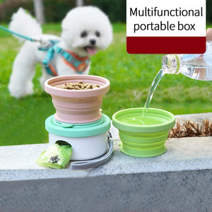 Collapsible Pet Bowl Set, 3-in-1 Dog Bowl, Pick Up Potty Bag, Come Out Drinking Cup - ShopBox 