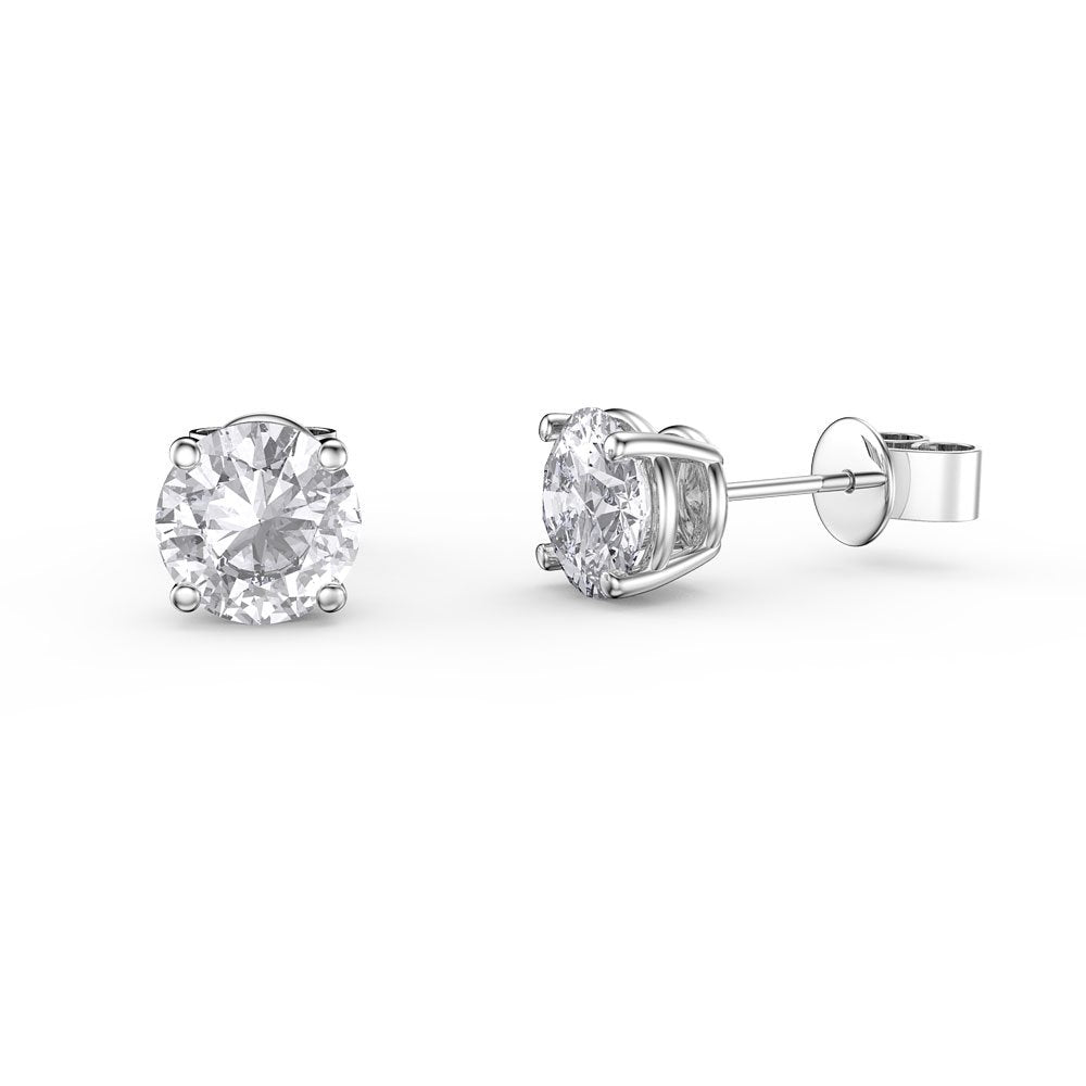 Charimisma 1ct White Sapphire Platinum Silver Stud Earrings - ShopBox 