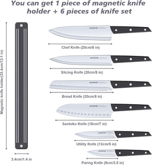 Magnetic Knife Strip With 6 piece Knife Set  With Magnetic Knife Block, 13.2inch Multipurpose Magnetic Knife Holder For Wall - ShopBox 