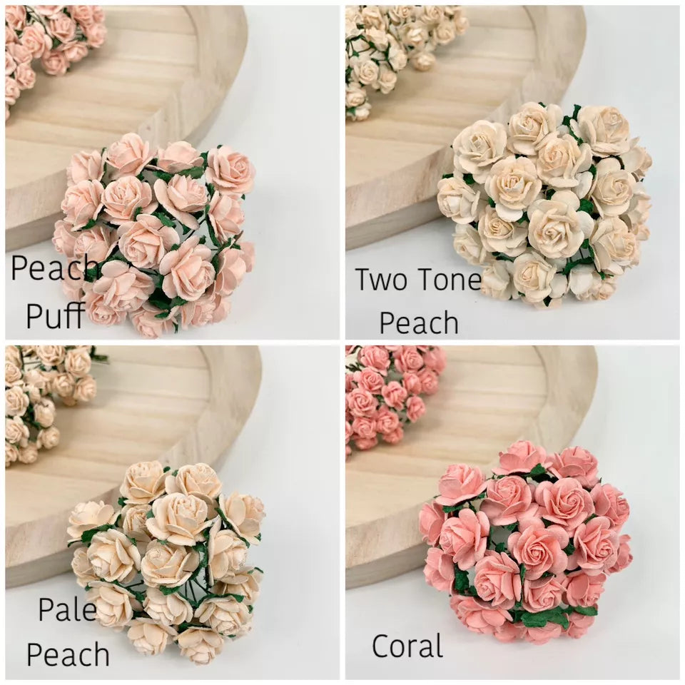 Paper Flower Open Roses x 20 10mm, 15mm, 20mm or 25mm - Over 60 Colours - ShopBox 