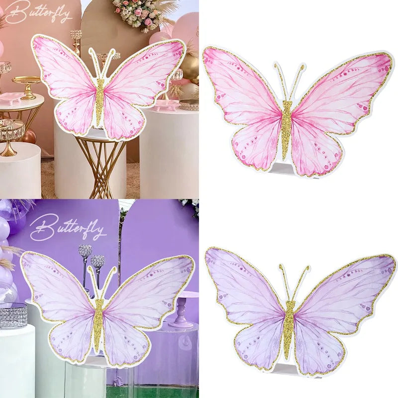 Pink Butterfly Backdrop for Party Decorations, Happy 1st and First Birthday - ShopBox 