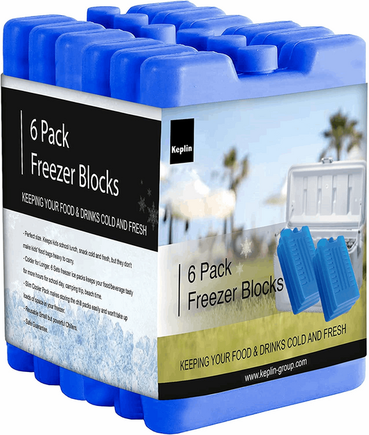 KEPLIN 6 Pack Home Freezer Blocks for Family - Long Lasting Reusable Ice Boards