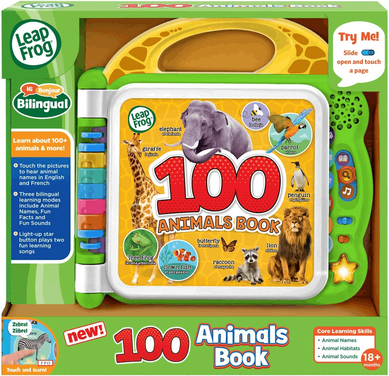 Leapfrog 100 Animals Book, Baby Book with Sounds and Colours for Sensory Play