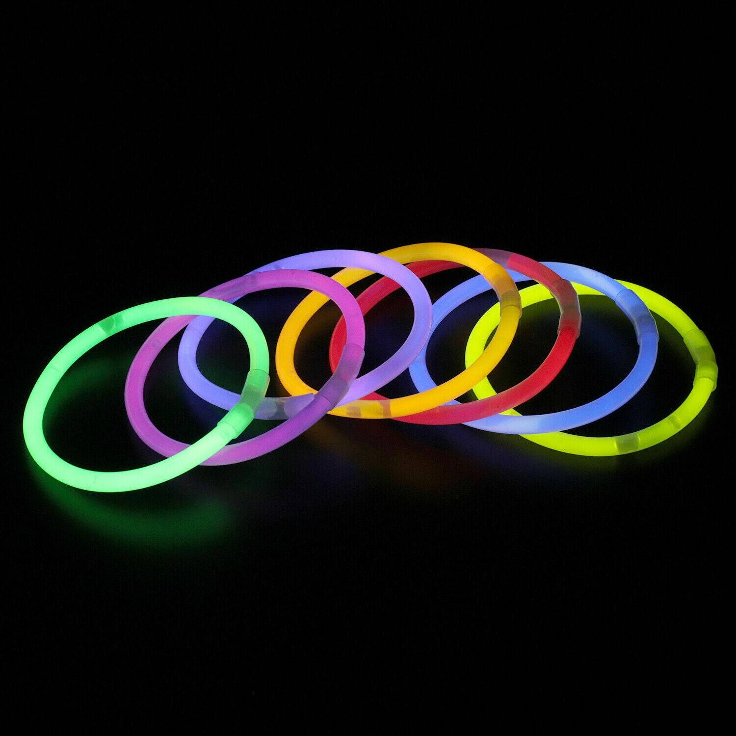 100 x 8 Glow Sticks Bracelets Necklaces Neon Colours