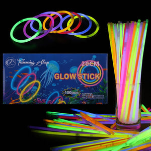 100 x 8 Glow Sticks Bracelets Necklaces Neon Colours