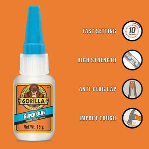 Gorilla Super Glue Fast Setting Strong Adhesive Grip Bond 15g For Multi-purpose - ShopBox 