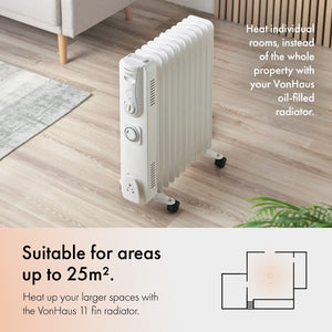 Oil Filled Radiator 11 Fin, Oil Heater Portable Electric Free Standing - ShopBox 