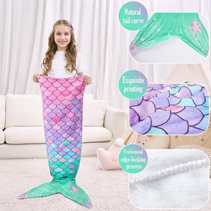 Mermaid Tail Fleece and Sparkly Sofa Beach Blanket Kids & Adult - ShopBox 