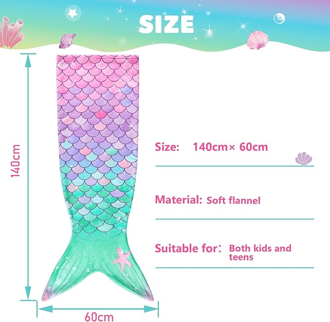 Mermaid Tail Fleece and Sparkly Sofa Beach Blanket Kids & Adult - ShopBox 