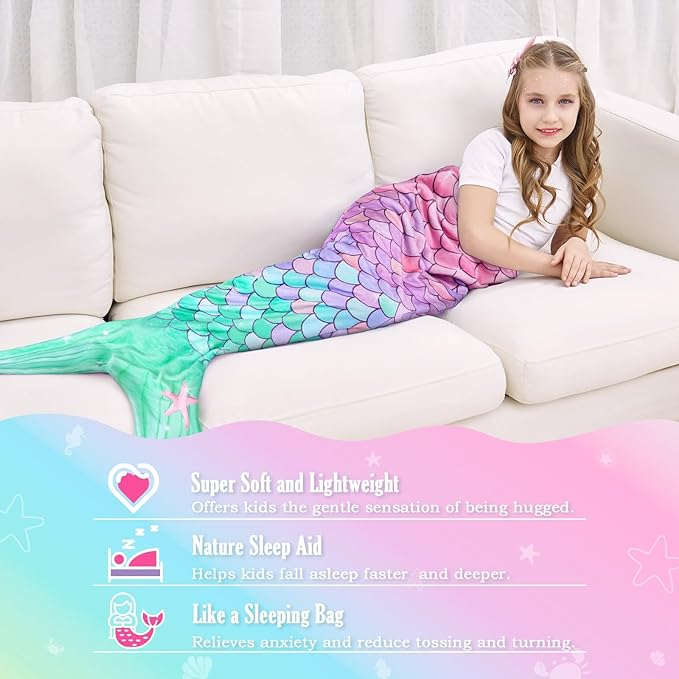 Mermaid Tail Fleece and Sparkly Sofa Beach Blanket Kids & Adult - ShopBox 