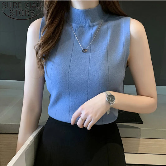 Women's Elastic Knit Blouse, Women's Tops, Korean Fashion - ShopBox 