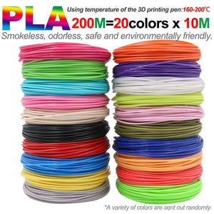 3D Art Pen with 1.75mm PLA Filament (20 Colors x 10m) – Creative & Safe Drawing Toy for Kids