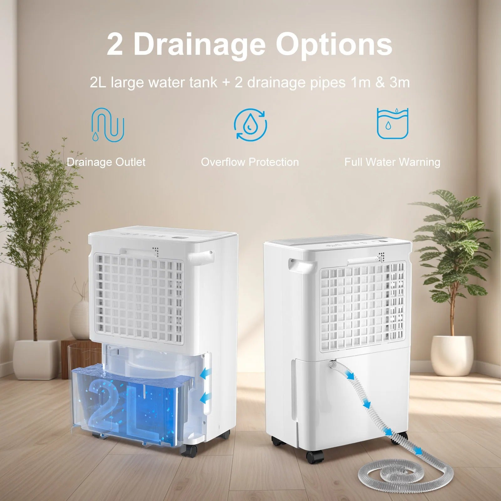 LOEFME 12L/day 2-in-1 dehumidifier with 2L water tank