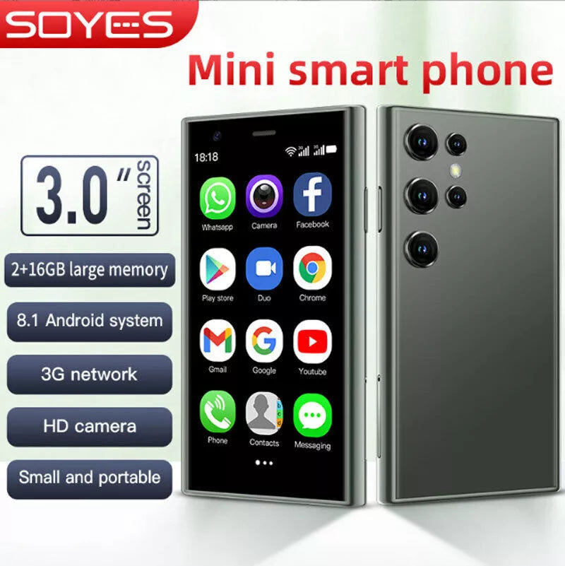 SOYES-Mini Smartphone S23, Android 8.1, Dual SIM, 3.0''HD, 1000mAh Battery, Wi-Fi, Bluetooth, 3G, Mobile Phone - ShopBox 