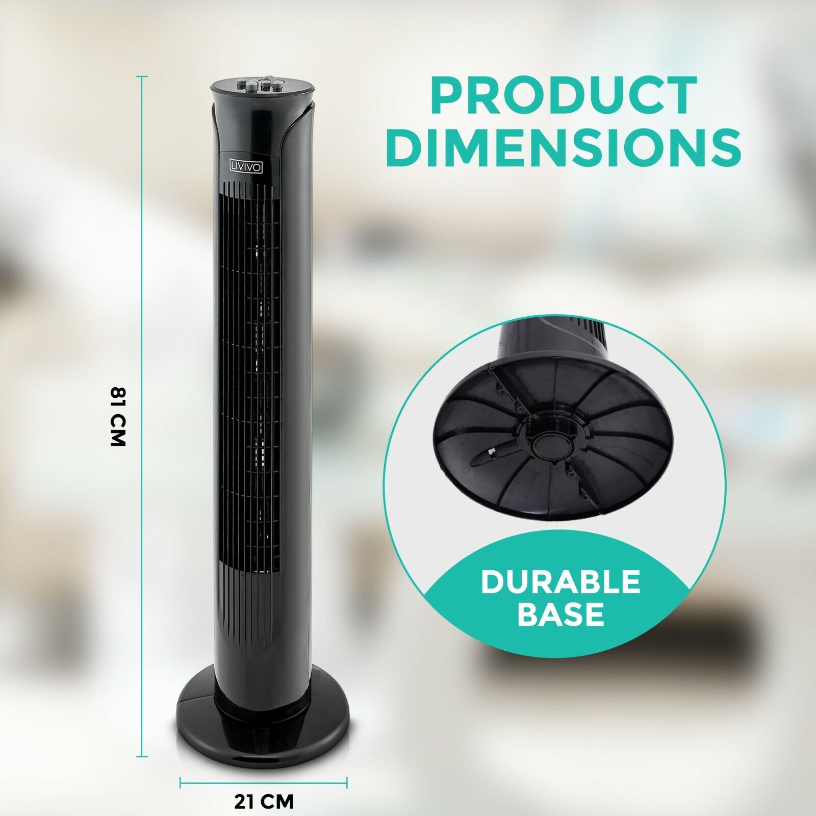 32inch Oscillating tower fan - Quiet Fan with a Timer - ShopBox 