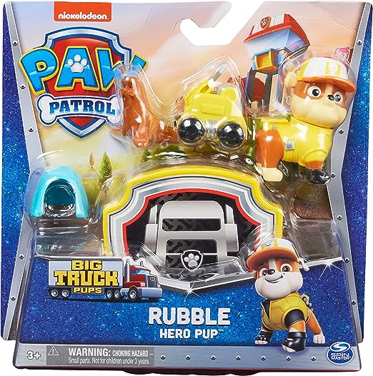 Paw Patrol Big Truck Pups Rubble Action Figure with Clip-on Rescue Drone - ShopBox 