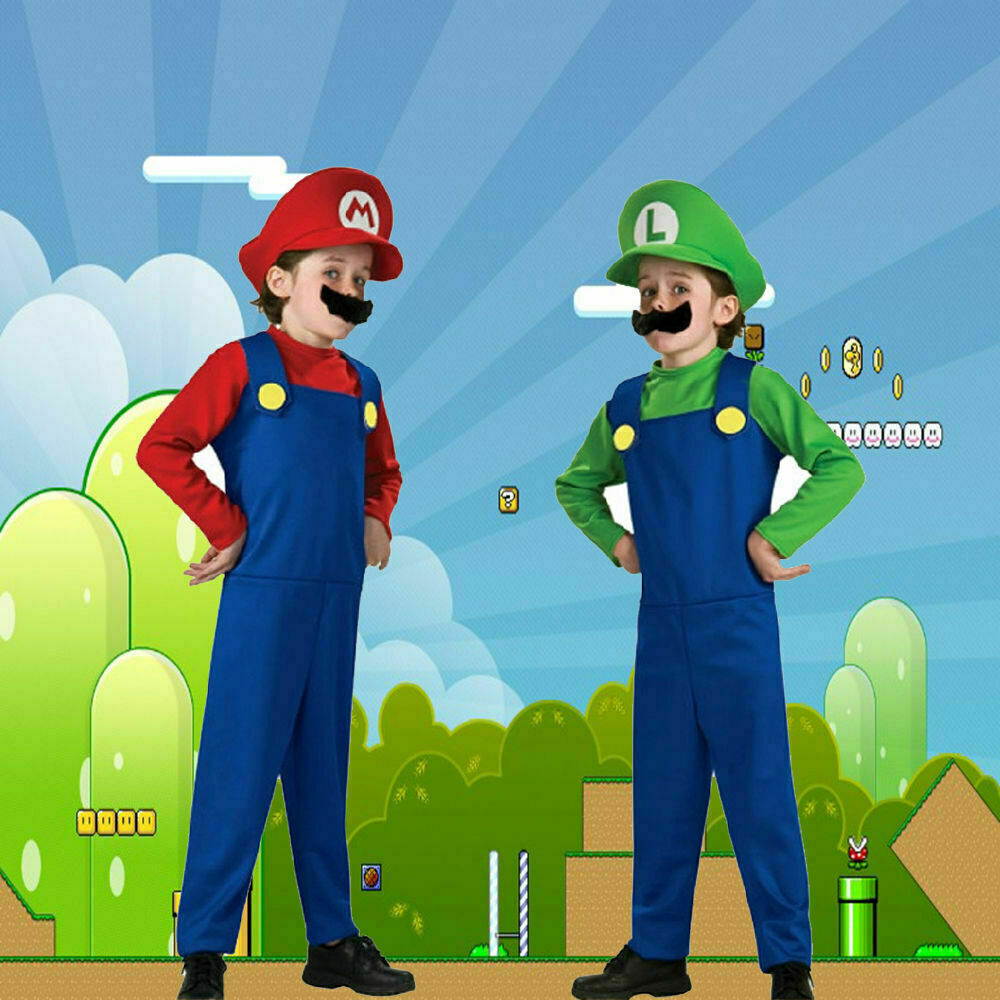 Kids and Adults Super Mario and Luigi Bros Fancy Dress Halloween Costume - ShopBox 