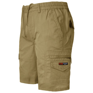 Mens Cargo Combat Shorts Branded Cotton Plain Summer Elasticated Waist Pants - ShopBox 