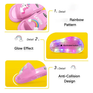 Children's cartoon unicorn slippers, animals prints, lighted fashion, cute, bathroom - ShopBox 