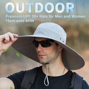 Fishing Hat UPF50+ UV Protection Wide Brim Sun Hats Hiking Garden Safari Beach - ShopBox 