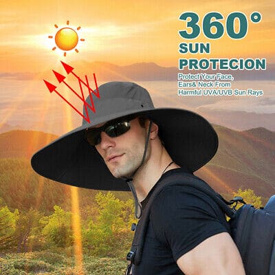 Fishing Hat UPF50+ UV Protection Wide Brim Sun Hats Hiking Garden Safari Beach - ShopBox 