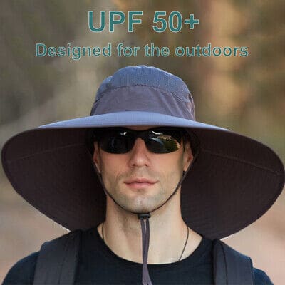 Fishing Hat UPF50+ UV Protection Wide Brim Sun Hats Hiking Garden Safari Beach - ShopBox 