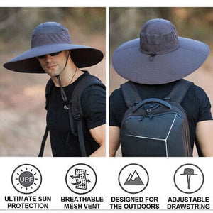 Fishing Hat UPF50+ UV Protection Wide Brim Sun Hats Hiking Garden Safari Beach - ShopBox 