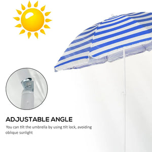 Beach Tilting Parasol Umbrella 1.7m Patio Garden Outdoor - ShopBox 